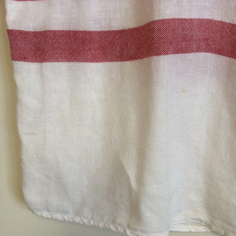 Zara 100% Linen V-Neck Top White, Red Dual Stripe Lightweight Size M - Picture 12 of 14
